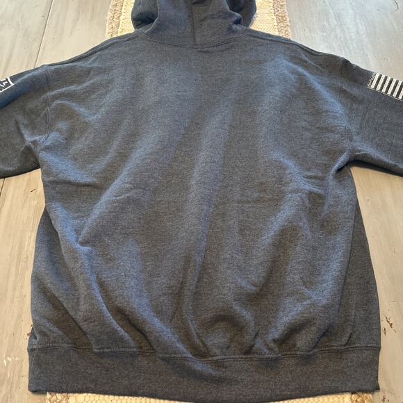 Grunt Style Dusty Blue Sleeve Logo Don’t Tread On Me Hoodie Sweatshirt Men’s L - Picture 9 of 9